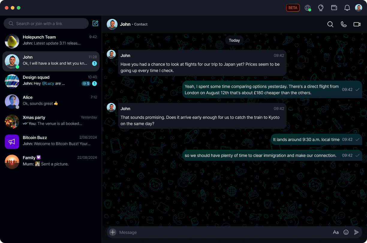 Contact Indicators π‘οΈ Β· In a DM chat A saved contact's label appears next to their name in the DM chat header.