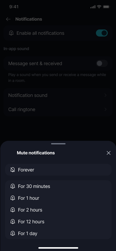 Snooze Notifications π Β· Mobile 3. Choose how long to snooze for - Forever, 30 minutes, 1 hour, 2 hours, 12 hours, or 1 day:.